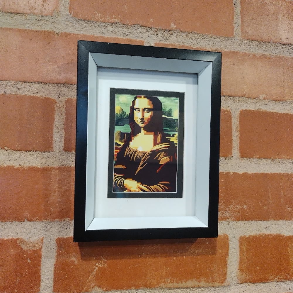 8 Bit Mona Lisa Framed Mini Art Print lo-fi Pixel Art